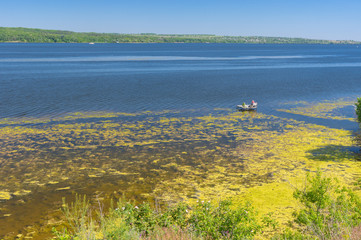 Tranquil summer landscape with Dnipro river in central Ukraine