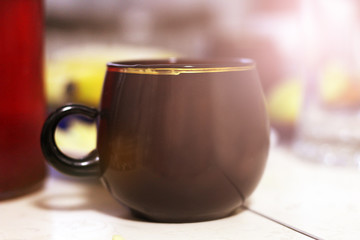 Black coffee cup on the table