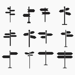 Road signs icons set. Flat design. Vector illustration © credon2012