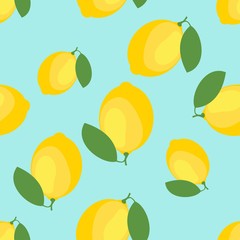 Lemon and sliced lemon vector pattern background.
