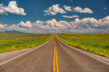 Empty open highway in Wyoming