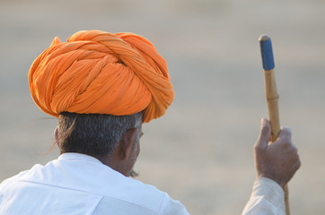 Orange turban , traditional costume , Rajasthan , India