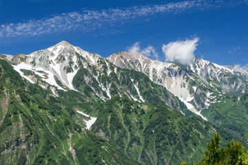 夏の白馬八方尾根からの白馬三山／長野県白馬村