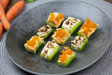 A healthy snack of celery sticks 
