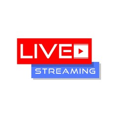 Live streaming icon - red and blue design element with play button