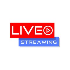 Live streaming icon - red and blue design element with play button