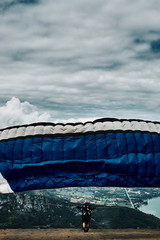 Obraz premium Paragliding over the hills of Annecy, France