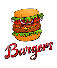 Burgers lettering and illustration