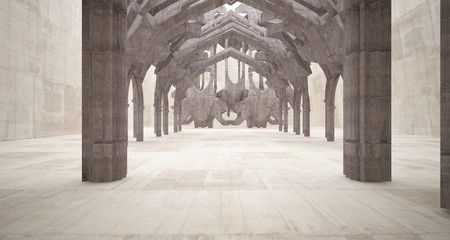 Abstract  concrete gothic interior. 3D illustration and rendering.