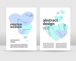 Abstract poster template. Paper hearts concept. It can be used in print and web