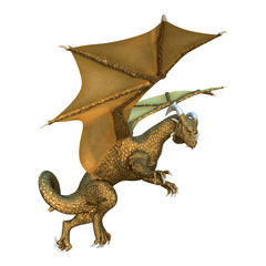 3D Rendering Fairy Tale Dragon on White