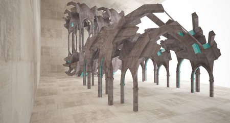 Abstract  concrete gothic interior. 3D illustration and rendering.