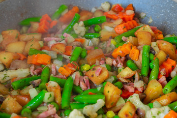 stir fried vegetables in the pan