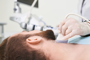 Obraz na płótnie Canvas Patient on ultrasound examination of lymph nodes.