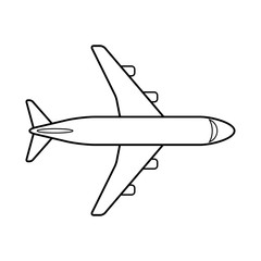 Icono plano lineal avión de pasajeros en color negro