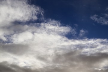 Beautiful white fluffy clouds on a deep blue sky