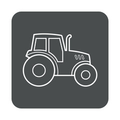 Icono plano lineal tractor en cuadrado color gris