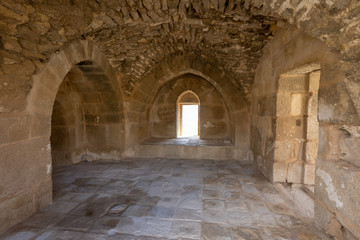 Fototapeta na wymiar Ruins of crusaders castle Montreal (Shoubak or Shobak or Shawbak). Interior
