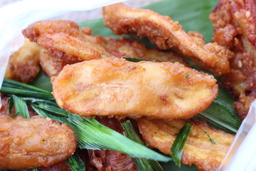 Deep-fried sliced banana of Thailand foods.