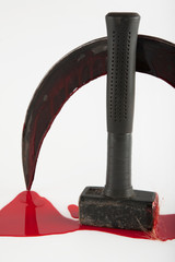 Hammer and sickle smeared with blood