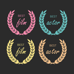 Gold award laurel wreath. Winner triumph and success vector laurel