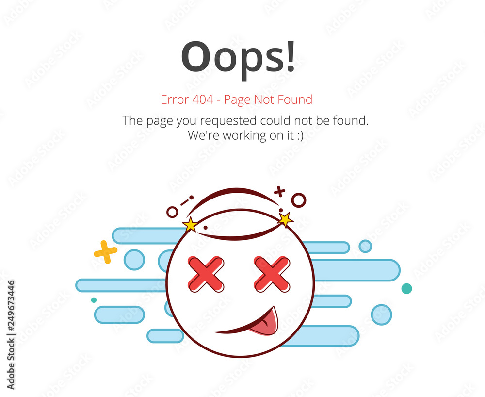 Poster Error 404 page layout vector design. Website 404 page creative concept. The page you requested could not be found. Oops 404 error page.