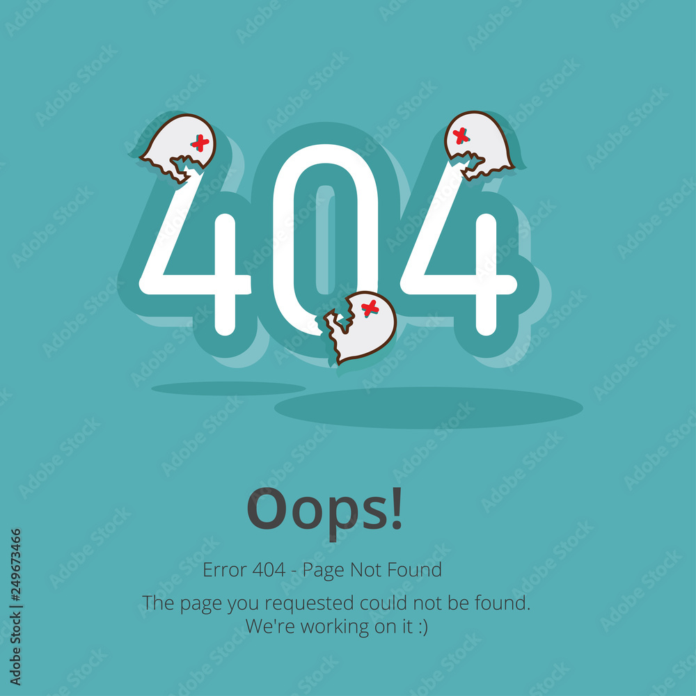 Poster Error 404 page layout vector design. Website 404 page creative concept. The page you requested could not be found. Oops 404 error page.