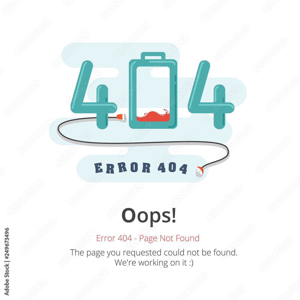 Poster Error 404 page layout vector design. Website 404 page creative concept. The page you requested could not be found. Oops 404 error page.