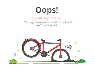 Error 404 page layout vector design. Website 404 page creative concept. The page you requested could not be found. Oops 404 error page.