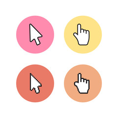 Cursors with long shadows. Mouse computer cursor