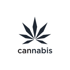 Creative marijuana health medical cannabis Leaf Line Art Logo design inspiration
