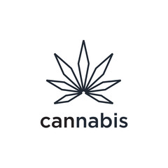 Creative marijuana health medical cannabis Leaf Line Art Logo design inspiration