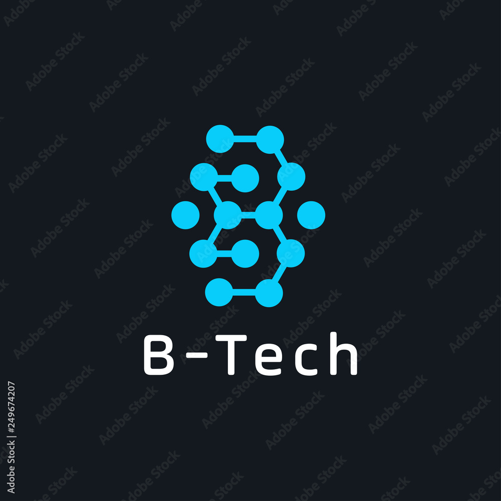 Poster letter b technology logo simple tech design. vector creative abstract template for digital communica