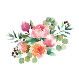 Watercolor flower bouquet - 249675423