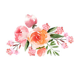 Watercolor flower bouquet