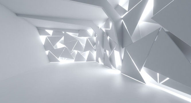 Futuristic Interior decorate white abstract Triangle sheet