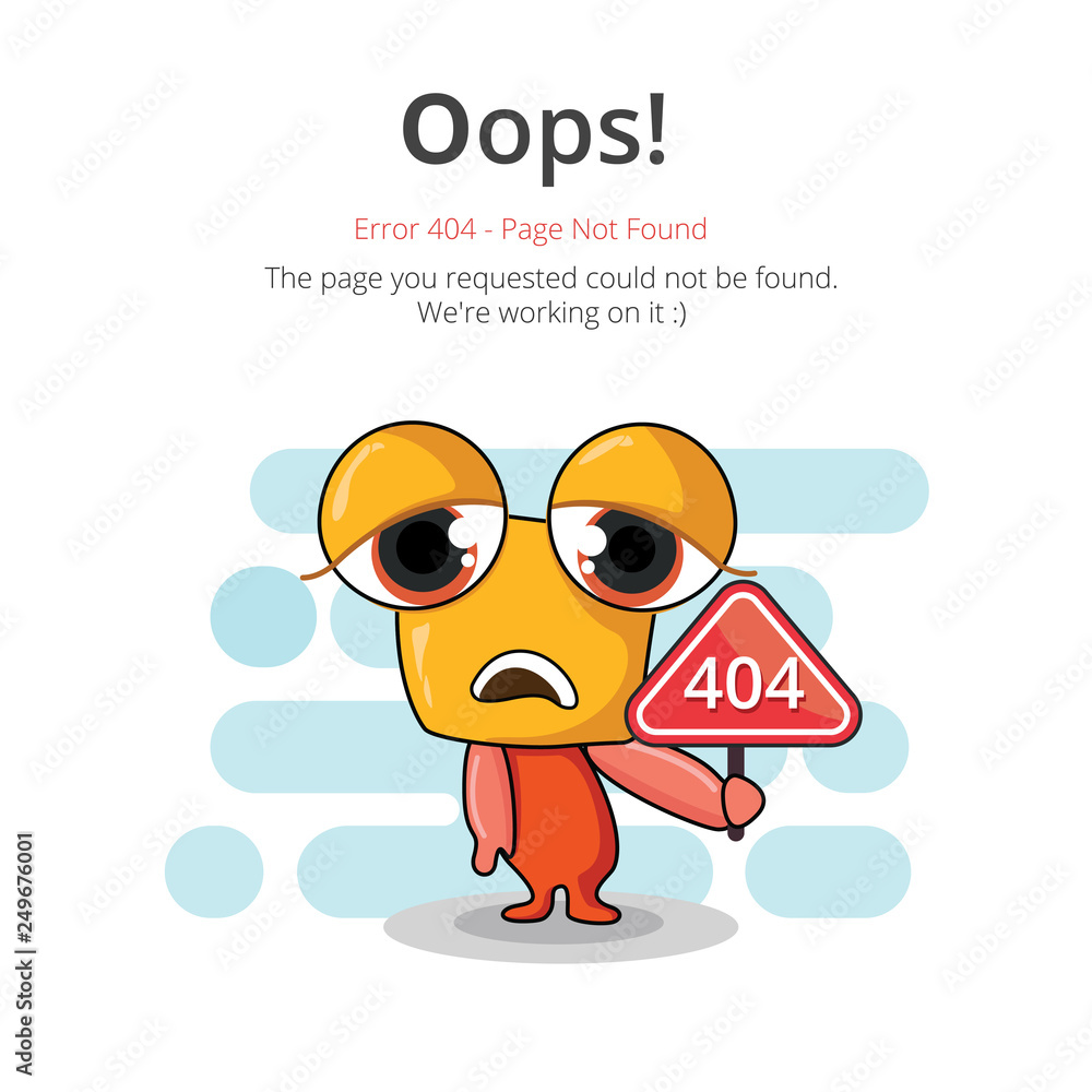 Poster Error 404 page layout vector design. Website 404 page creative concept. The page you requested could not be found. Oops 404 error page.