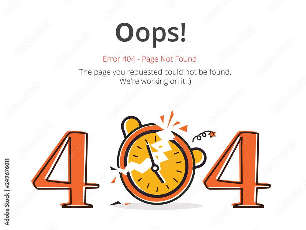 Poster Error 404 page layout vector design. Website 404 page creative concept. The page you requested could not be found. Oops 404 error page.