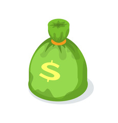 Money bag with dollar sign isolated on white, crowdfunding. Finance and cash, credit payment and investors support, profit and credit, business concept