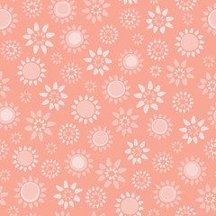Vector soft coral floral seamless repeat pattern background.