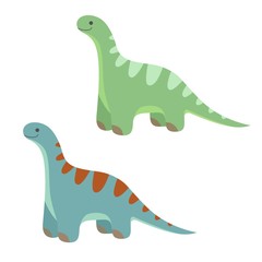 Two cartoon dinosaurs in different colors. Vector illustration.