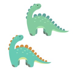 Two cartoon dinosaurs in different colors. Vector illustration.