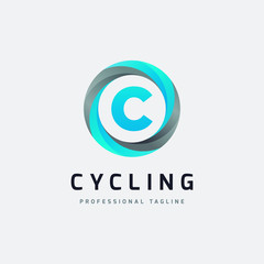 Letter C Blue Circle Logo Design - Vector File