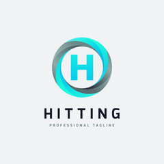 Letter H Blue Circle Logo Design - Vector File