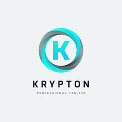 Letter K Blue Circle Logo Design - Vector File
