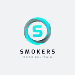 Letter S Blue Circle Logo Design - Vector File