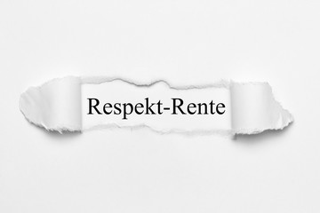 Obraz premium Respekt-Rente auf weißen gerissenen Papier