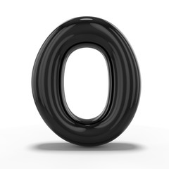 Letter O made of inflatable balloon isolated on white background. 3D