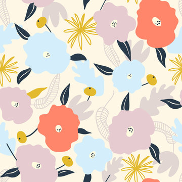 Seamless pattern with abstract flowers © Maryco