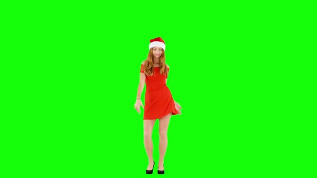 Christmas Party Girl Green Screen